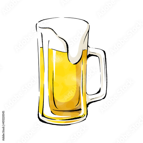 手書きラフスケッチ_大ジョッキのビール beer