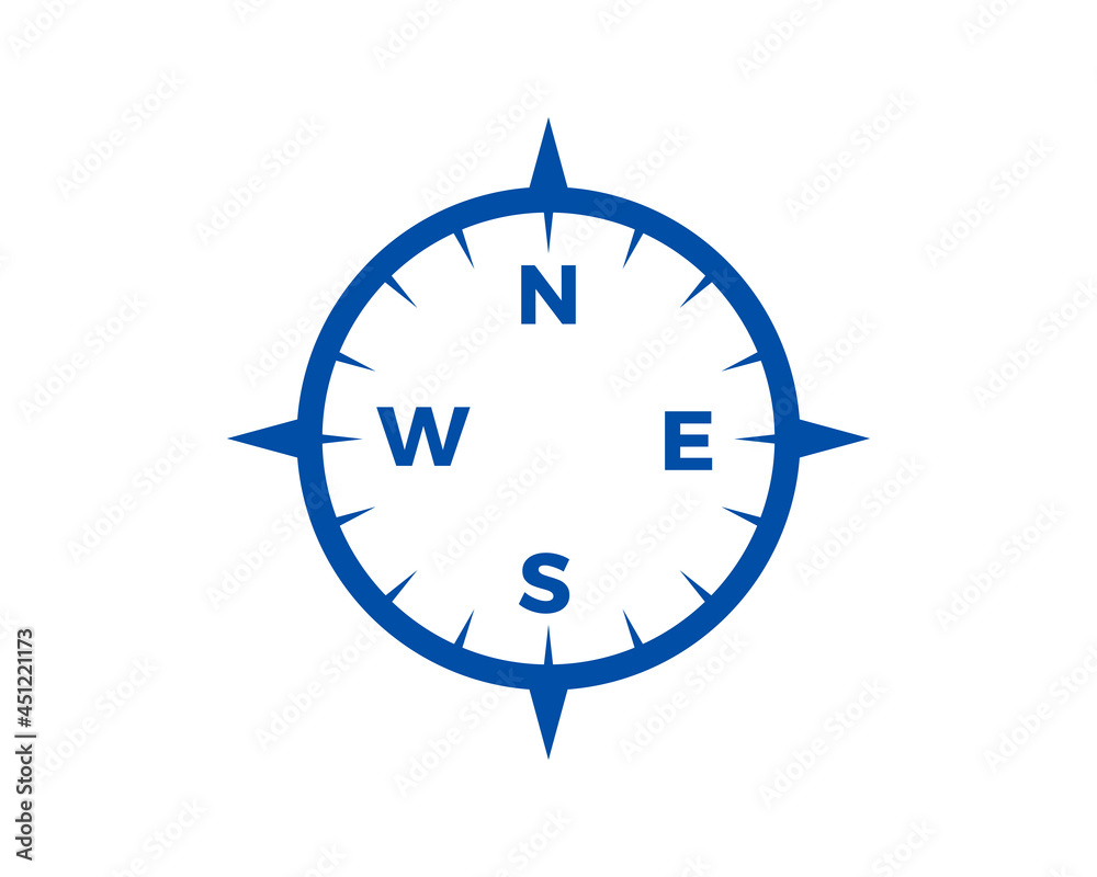 Vector compass logo icon element with North, South, East and West indicated Vector compass logo icon element with North, South, East and West indicated