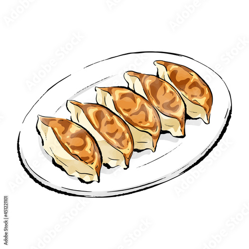 手書きラフスケッチ_焼き餃子 gyoza