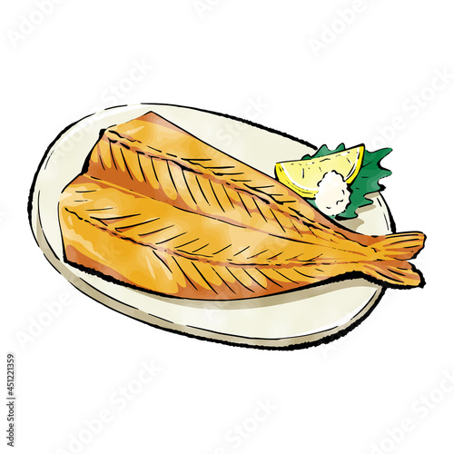 手書きラフスケッチ_ほっけの開き hokke