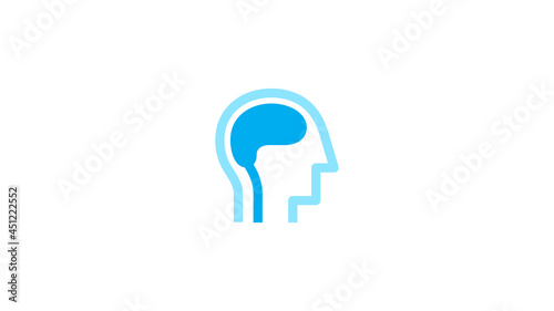 creative blue human brain head logo vector symbol sign icon