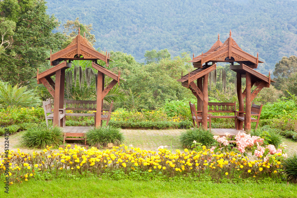 Landscaping in the garden. The path in the garden.