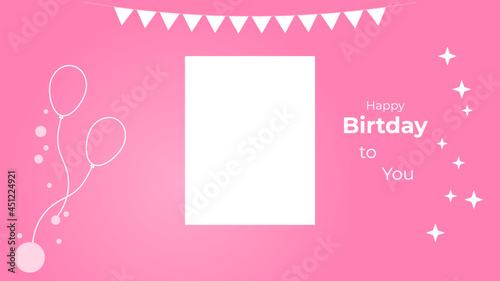 Happy birthday with pink accent. Circle, star, balloon and ring. You can use this asset for card, flyer, anniversary, special moment, background, digital gift, beloved, couple, romantic, greeting etc