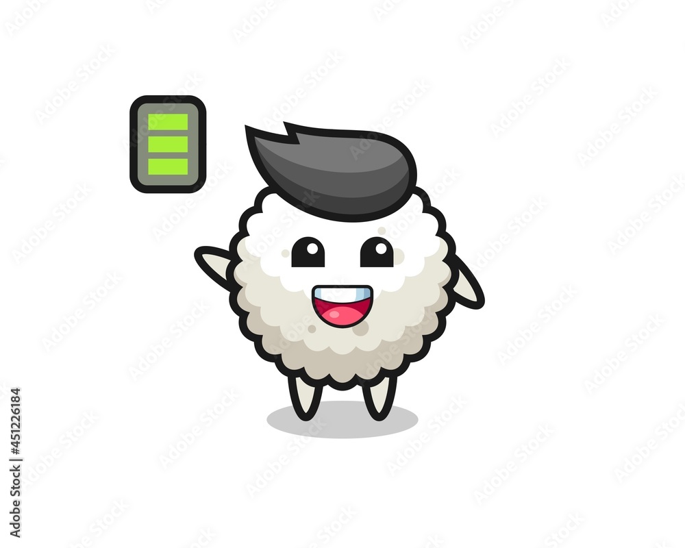 rice ball mascot character with energetic gesture rice ball mascot character with energetic gesture