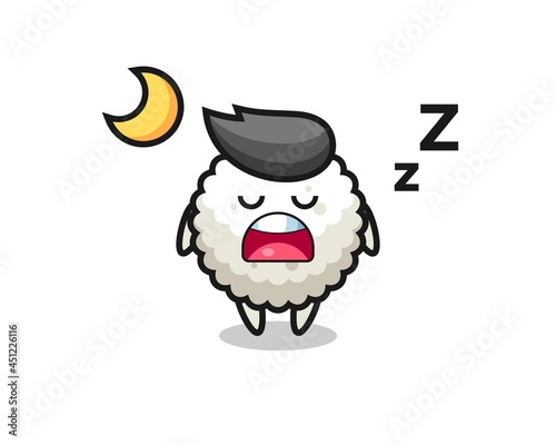 rice ball character illustration sleeping at night
