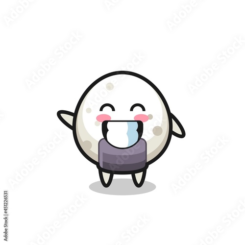 onigiri cartoon character doing wave hand gesture