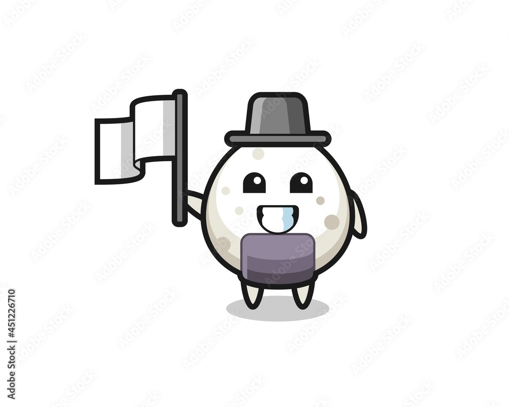 Cartoon character of onigiri holding a flag Cartoon character of onigiri holding a flag