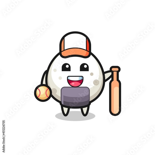 Cartoon character of onigiri as a baseball player