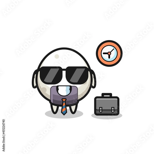 Cartoon mascot of onigiri as a businessman