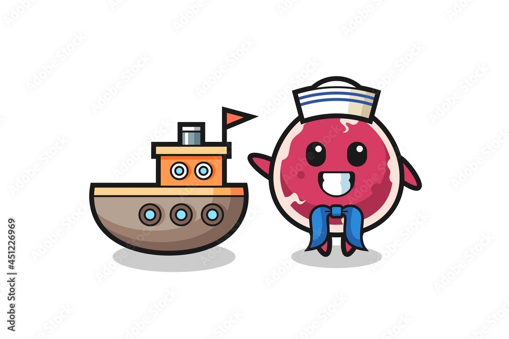 Character mascot of beef as a sailor man