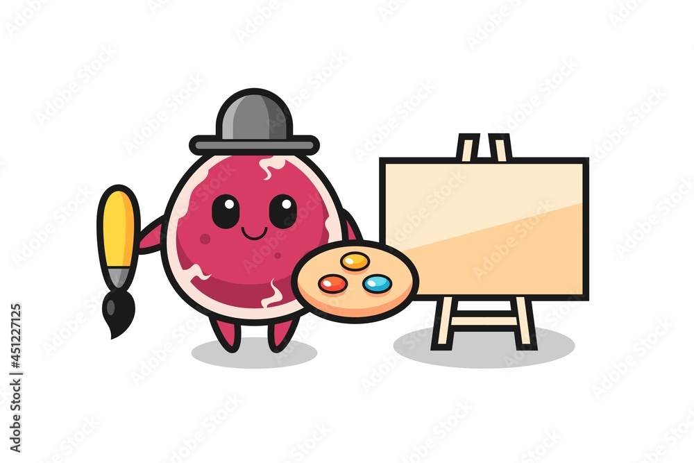 Illustration of beef mascot as a painter