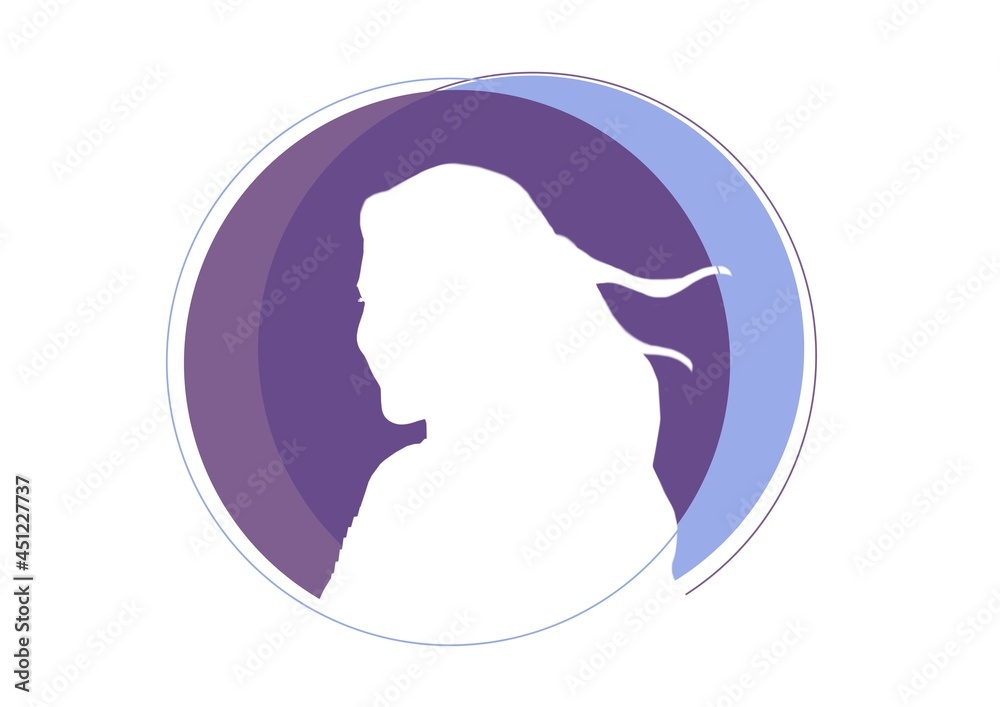 Composition of white woman icon on white background Composition of white woman icon on white background