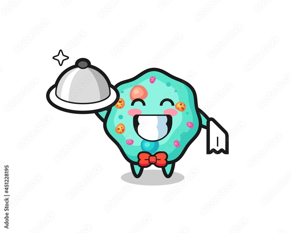 Character mascot of amoeba as a waiters Character mascot of amoeba as a waiters