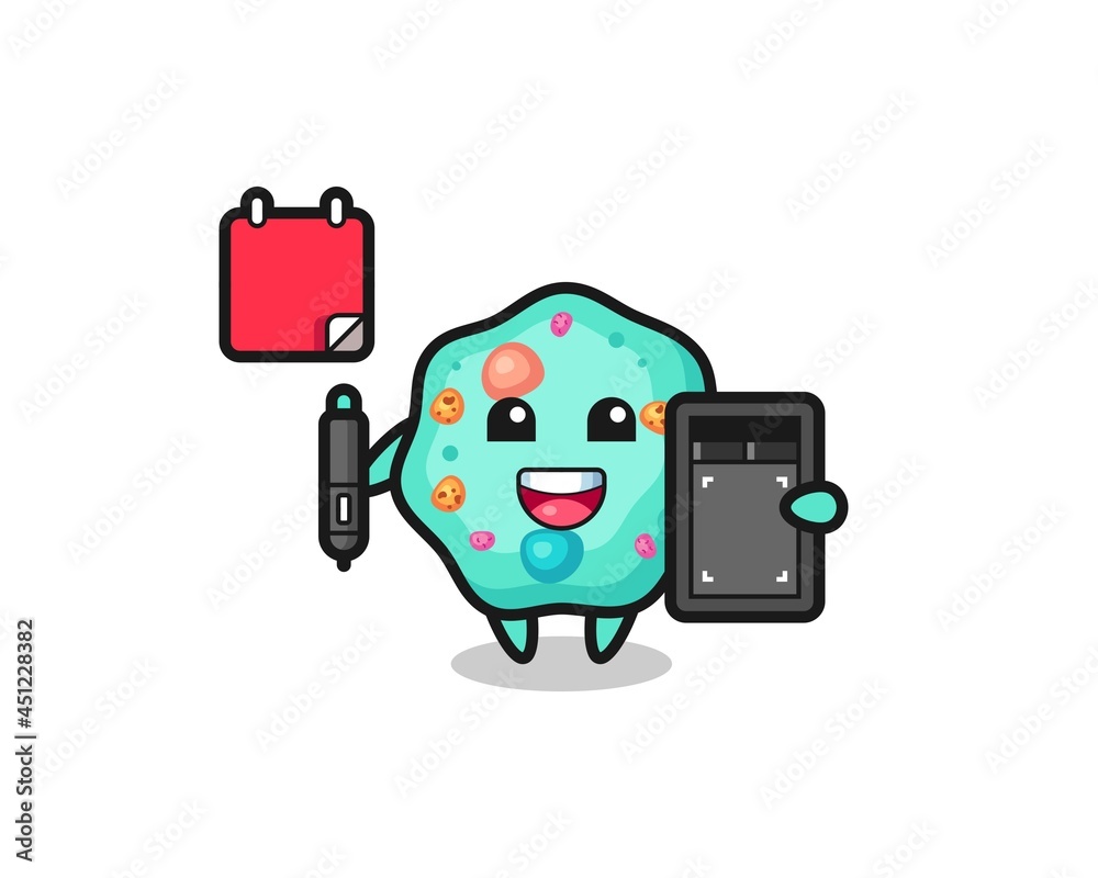 Illustration of amoeba mascot as a graphic designer Illustration of amoeba mascot as a graphic designer