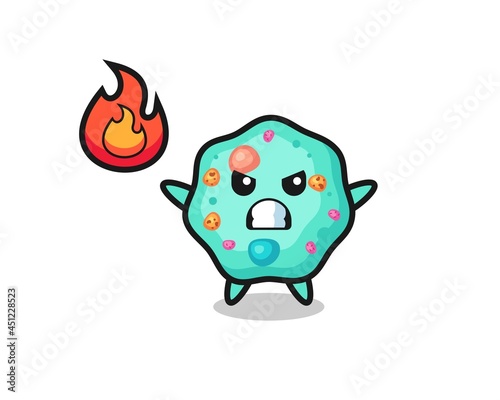 amoeba character cartoon with angry gesture