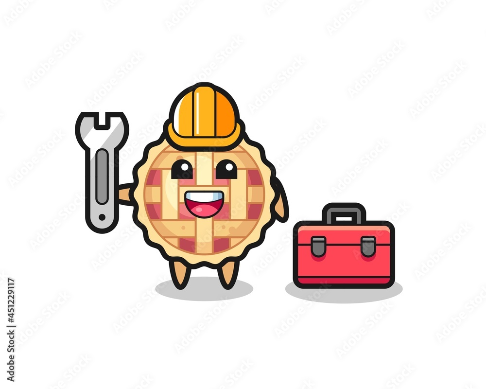 Mascot cartoon of apple pie as a mechanic Mascot cartoon of apple pie as a mechanic