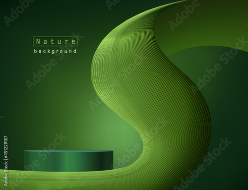 Abstract 3D cylinder pedestal podium. Modern vector rendering for cosmetic product presentation.