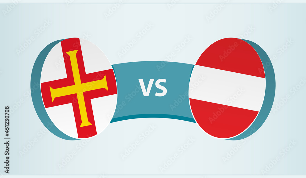 Guernsey versus Austria, team sports competition concept.