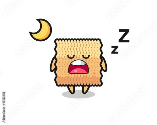 raw instant noodle character illustration sleeping at night