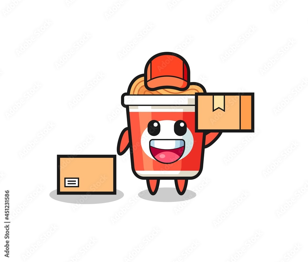 Mascot Illustration of instant noodle as a courier