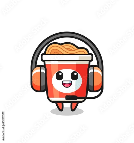 Cartoon mascot of instant noodle as a customer service © heriyusuf