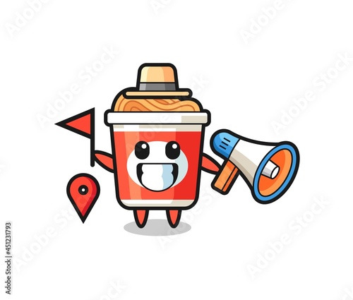 Character cartoon of instant noodle as a tour guide