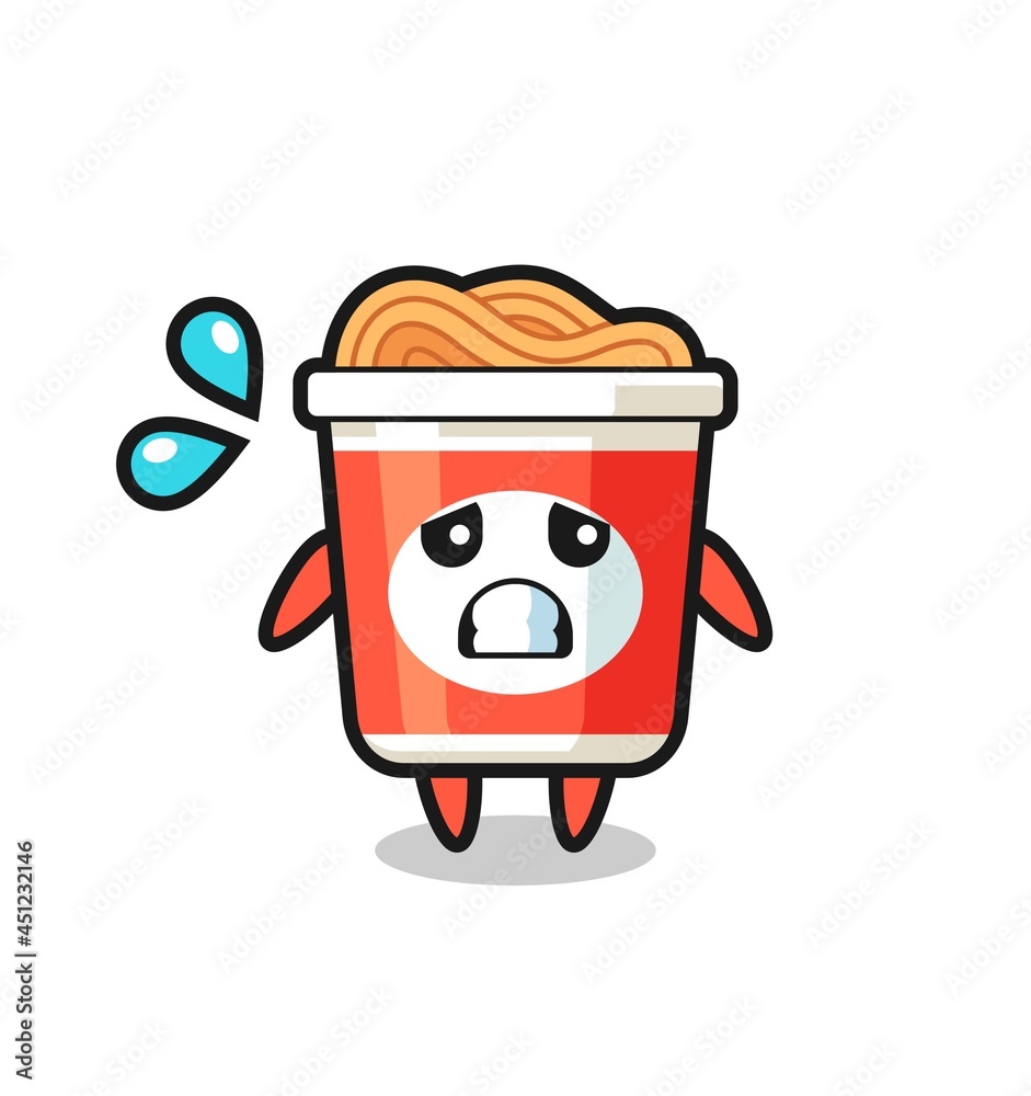 instant noodle mascot character with afraid gesture instant noodle mascot character with afraid gesture
