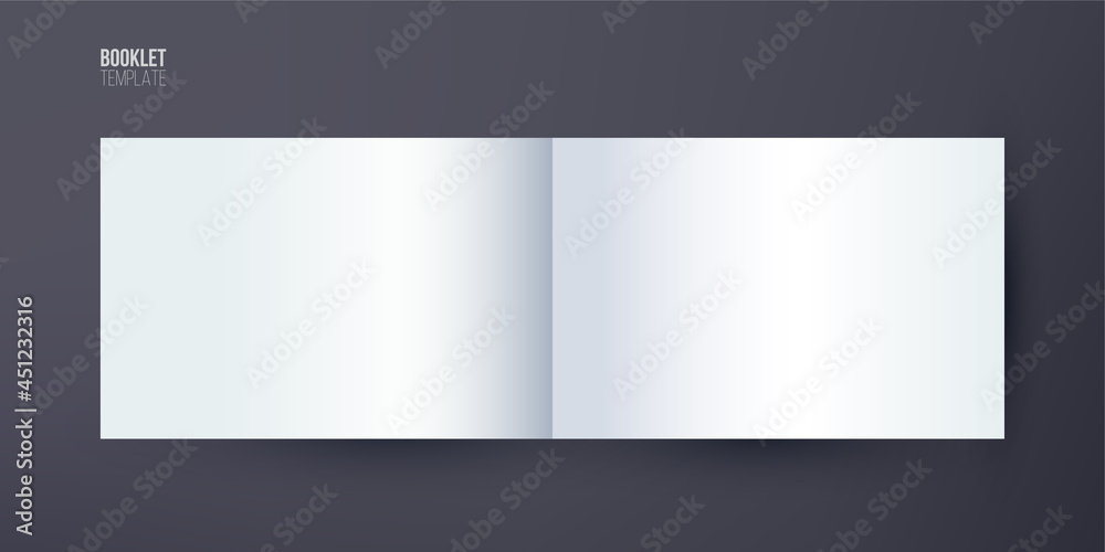 Blank broshure or booklet template isolated on gray background. Magazine flat lay mock up
