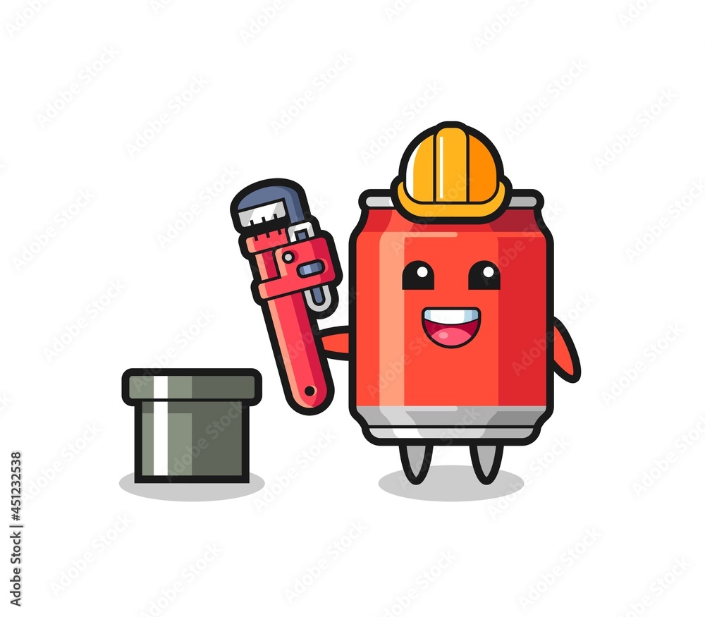 Character Illustration of drink can as a plumber Character Illustration of drink can as a plumber