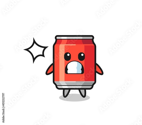 drink can character cartoon with shocked gesture