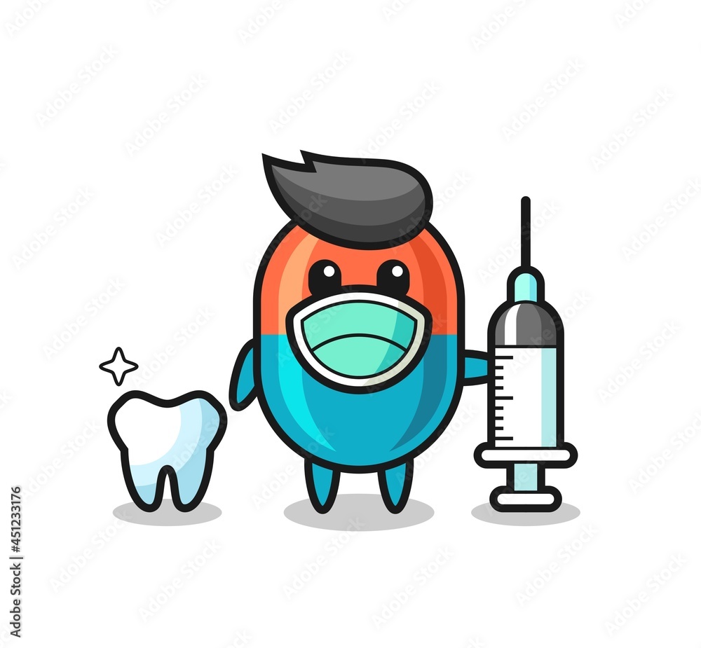 Mascot character of capsule as a dentist Mascot character of capsule as a dentist