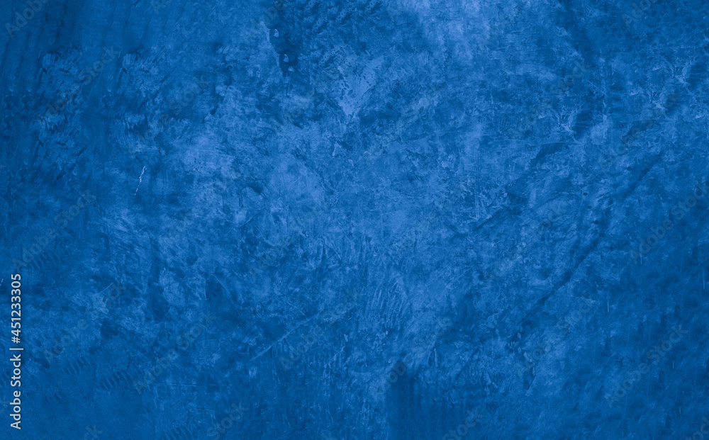 Old wall pattern texture cement blue dark abstract  blue color design are light with black gradient background.