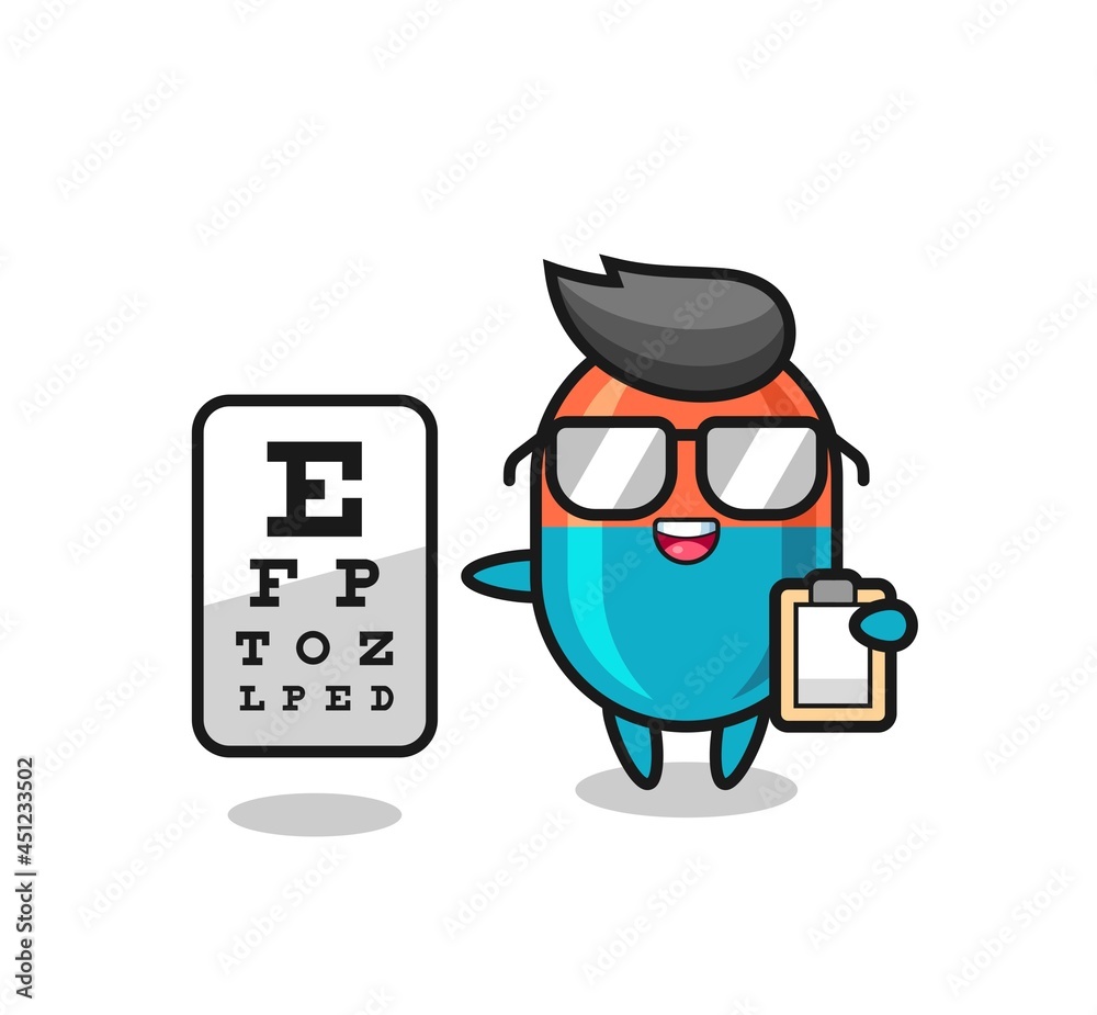 Illustration of capsule mascot as an ophthalmology Illustration of capsule mascot as an ophthalmology