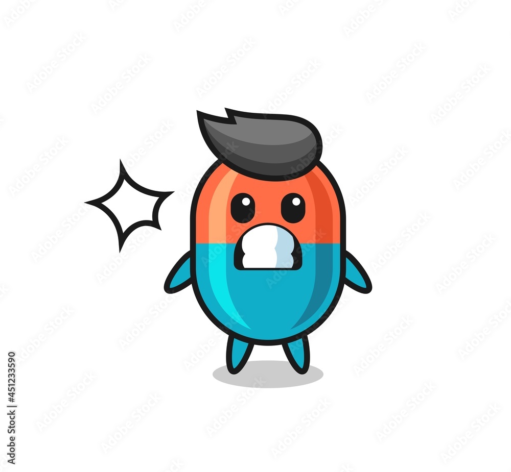capsule character cartoon with shocked gesture capsule character cartoon with shocked gesture