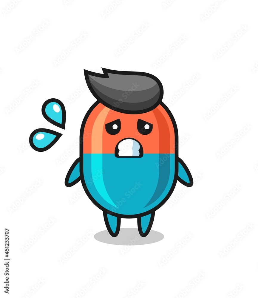 capsule mascot character with afraid gesture capsule mascot character with afraid gesture