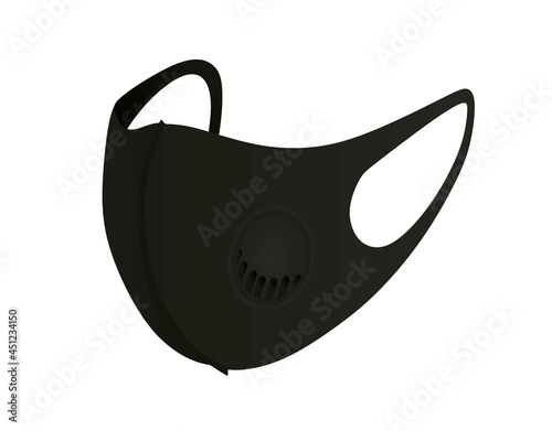Black face mask with filter. vector