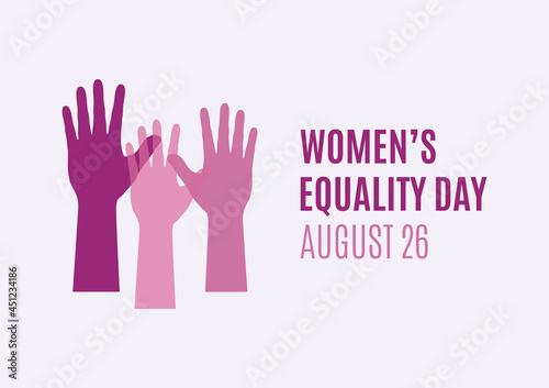 Women’s Equality Day vector. Female hands up purple silhouette icon vector. August 26, important day