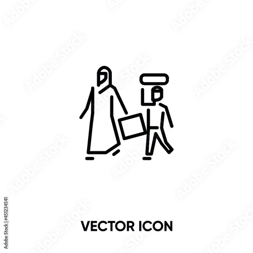 Refugee vector icon. Modern, simple flat vector illustration for website or mobile app.Immigrant or migrant symbol, logo illustration. Pixel perfect vector graphics 