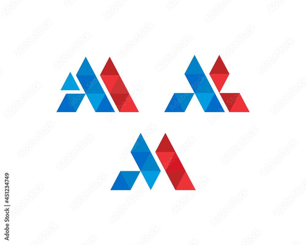 M Letter Logo set Icon Pattern triangle 3d shape Design template Element M Letter Logo set Icon Pattern triangle 3d shape Design template Element