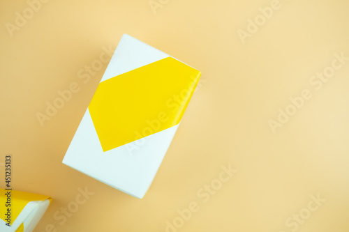 Yellow and white gift box