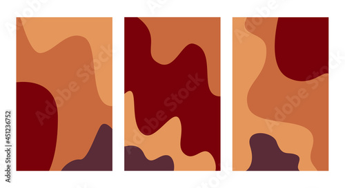 Autumn. Vector banners set with copy space. Three abstract wavy banners. Social media stories wallpapers