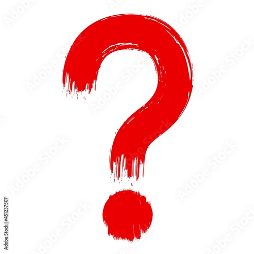 Question Mark Red Bleeding Brush Stroke Painting Sign
