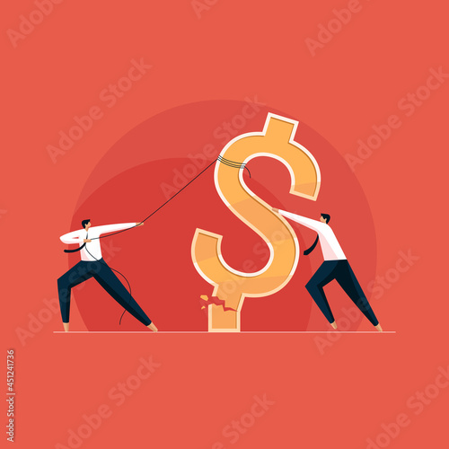 Business team struggling with business crises and financial inflations