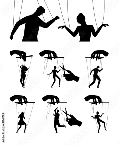 Hand puppeteers control