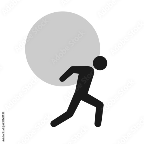 Man carrying rock icon. Clipart image isolated on white background