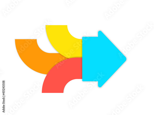 Three arrow merging icon. Clipart image isolated on white background