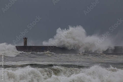 Leixoes harbor entrance during storm