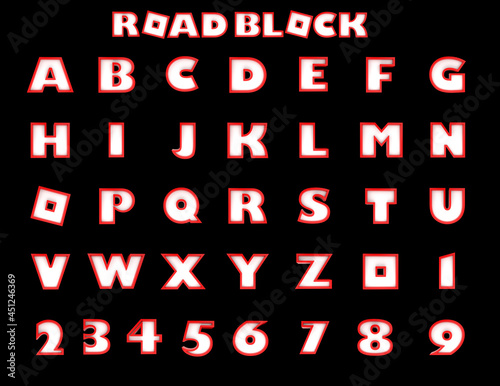 Road blocks red and white capital alphabet - 3D illustration photo