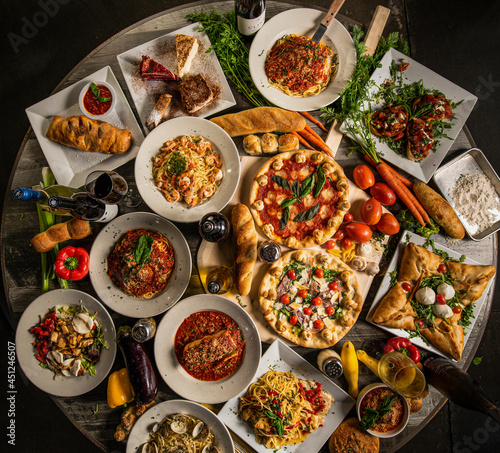 assorted Italian dishes overhead 1