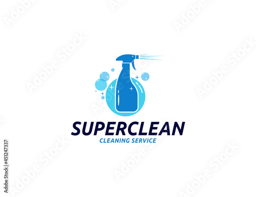 Cleaning services logo with bottle spray illustration
